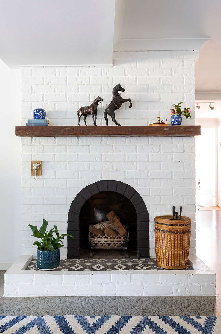 Renovated Queenslander home fireplace