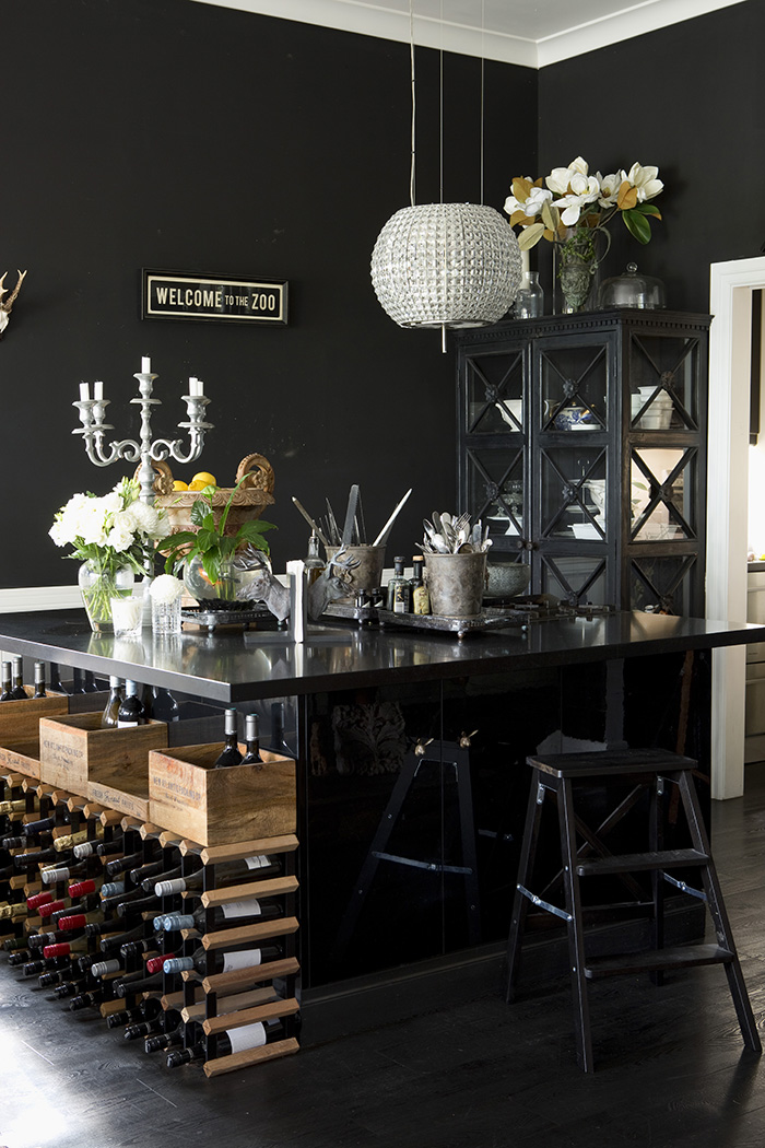 Black and timber kitchen