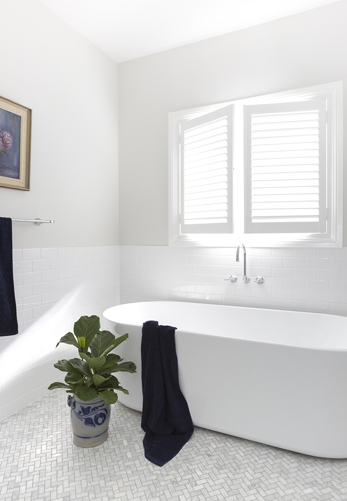 bathroom with shutters