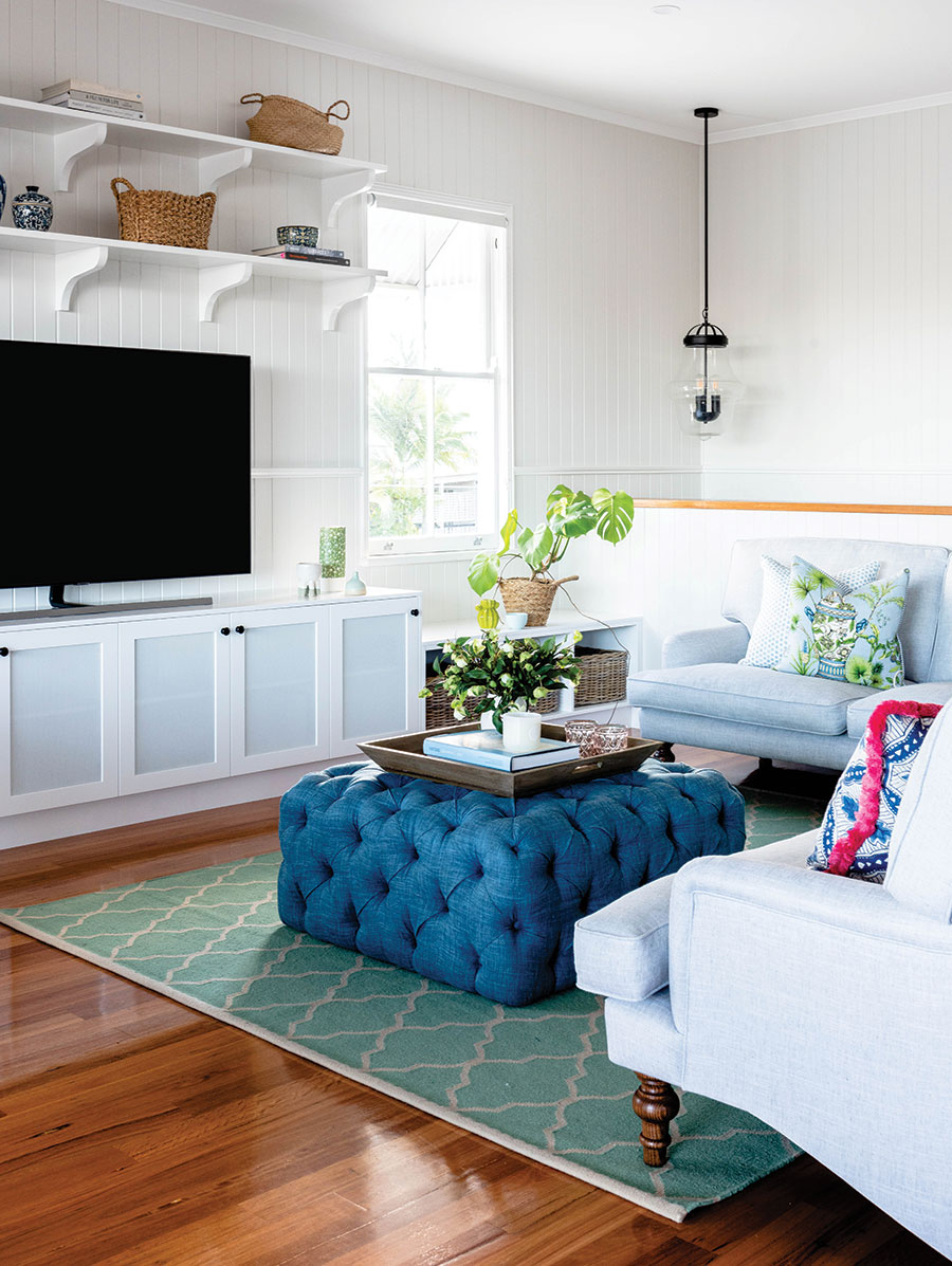 Modern loungeroom renovated Queenslander