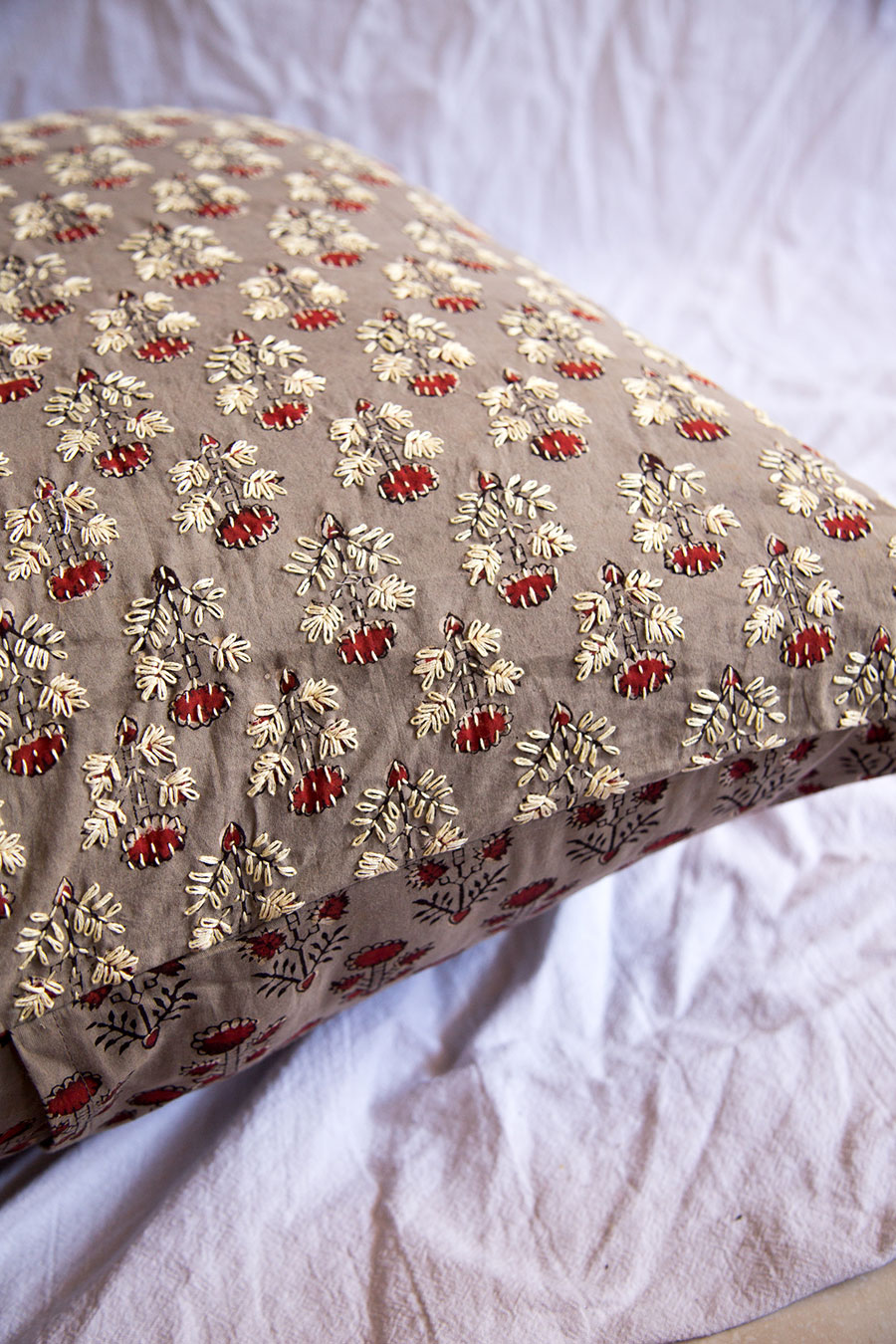 Tulasii block print embroidered cushions