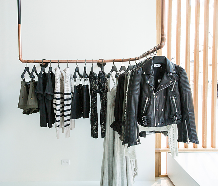 aje, shopfront, design, contemporary, leather jacket