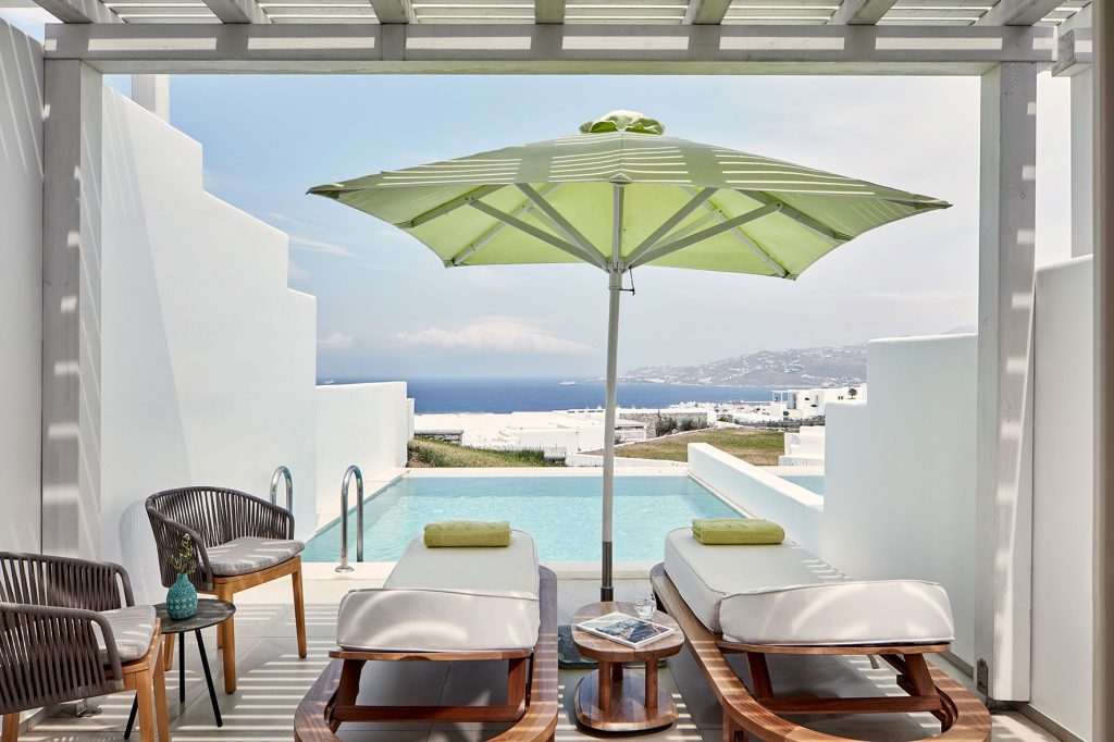 Naia Mykonos - pool villa with views of the beach